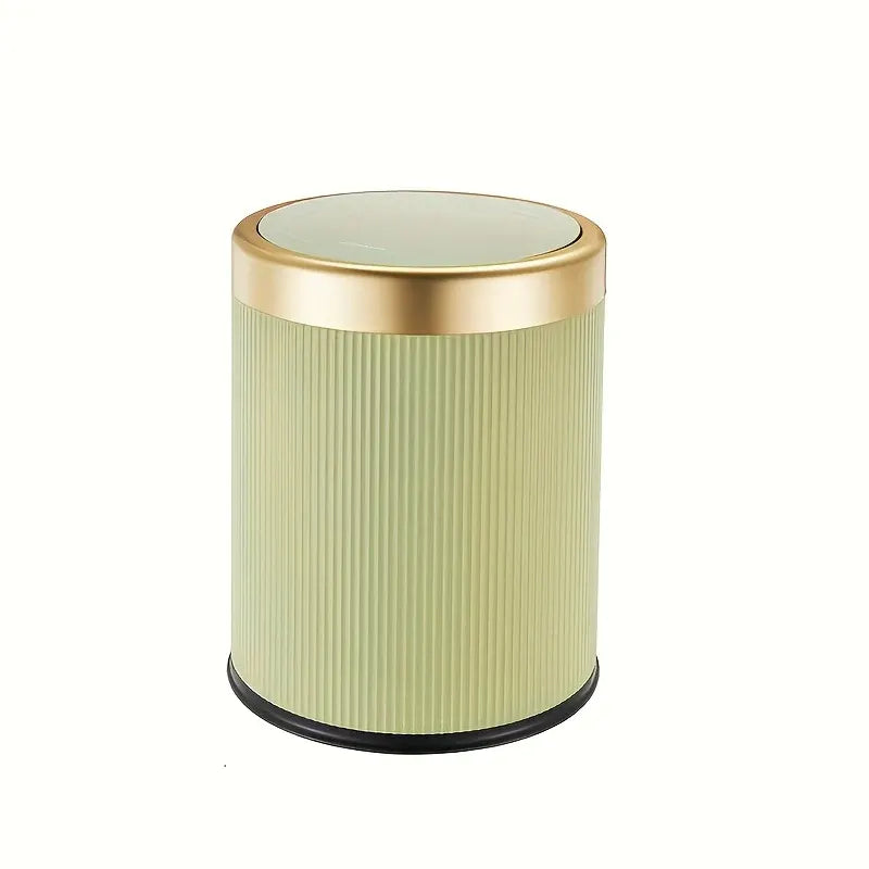 Oval Luxury Trash Can with Press-Top Lid and Dual Inner Bucket Design