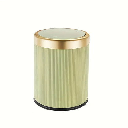 Oval Luxury Trash Can with Press-Top Lid and Dual Inner Bucket Design