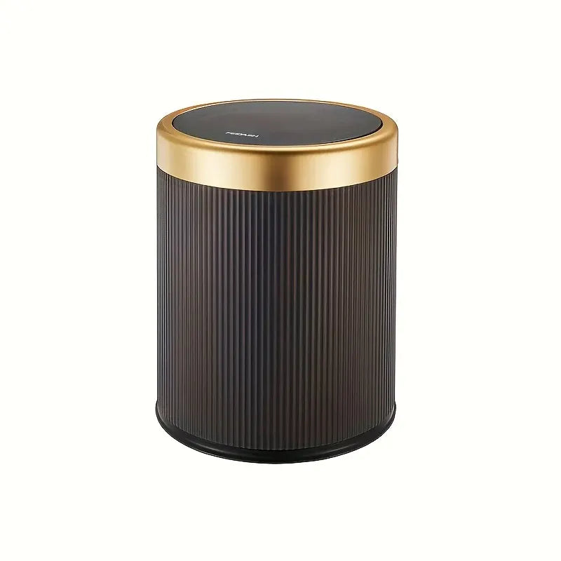 Oval Luxury Trash Can with Press-Top Lid and Dual Inner Bucket Design