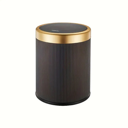 Oval Luxury Trash Can with Press-Top Lid and Dual Inner Bucket Design