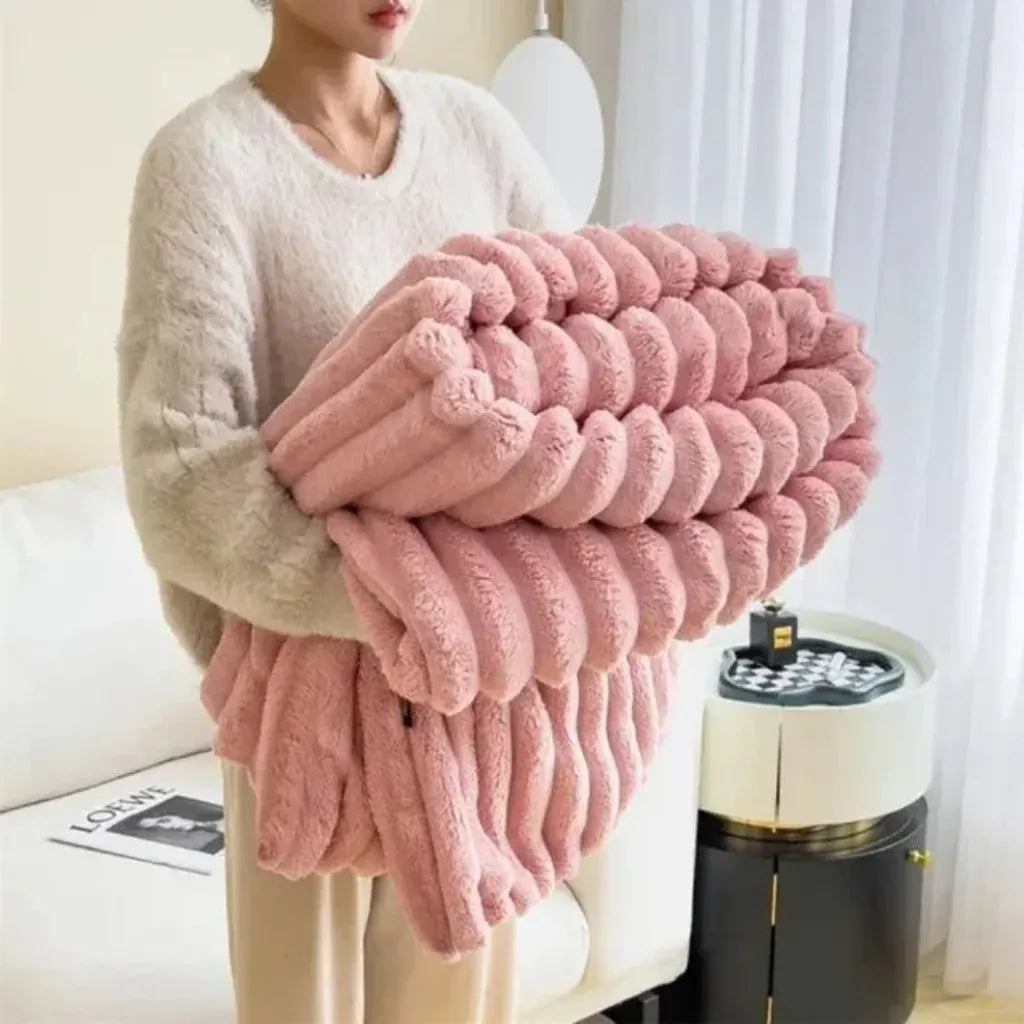 Oversized Cozy Plush Textured Soft Throw Blanket