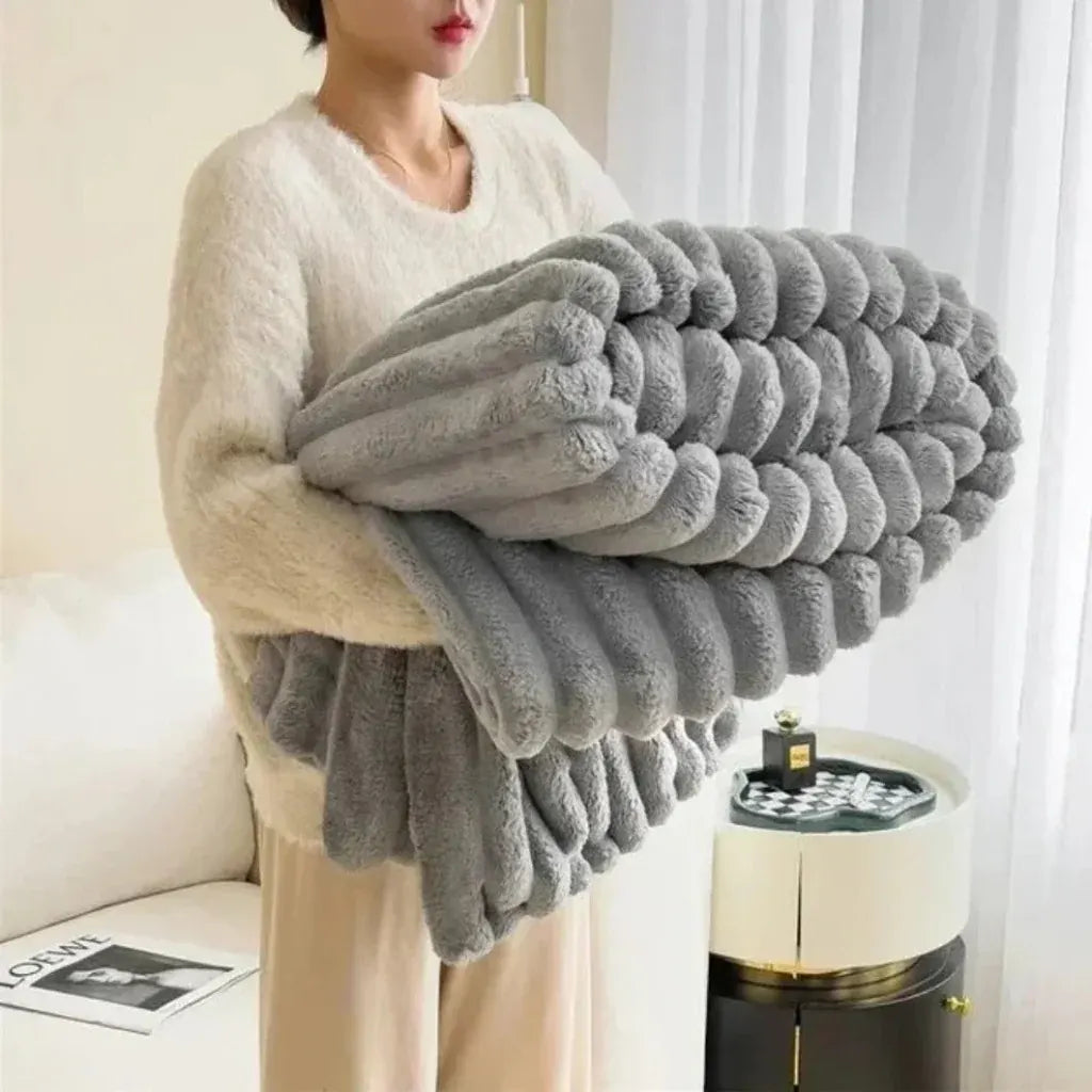 Oversized Cozy Plush Textured Soft Throw Blanket