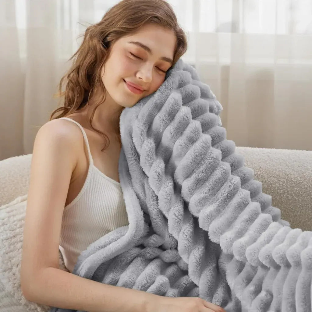 Oversized Cozy Plush Textured Soft Throw Blanket