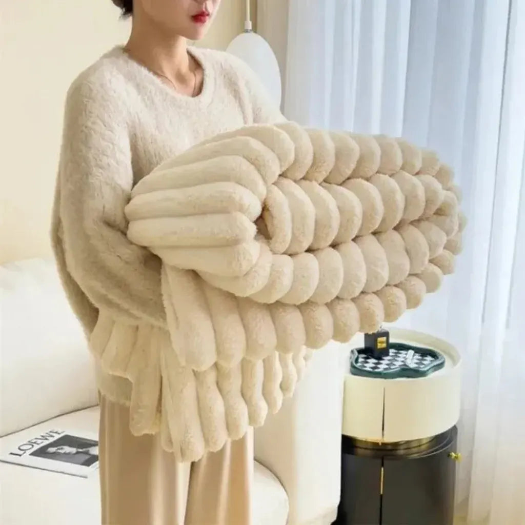 Oversized Cozy Plush Textured Soft Throw Blanket
