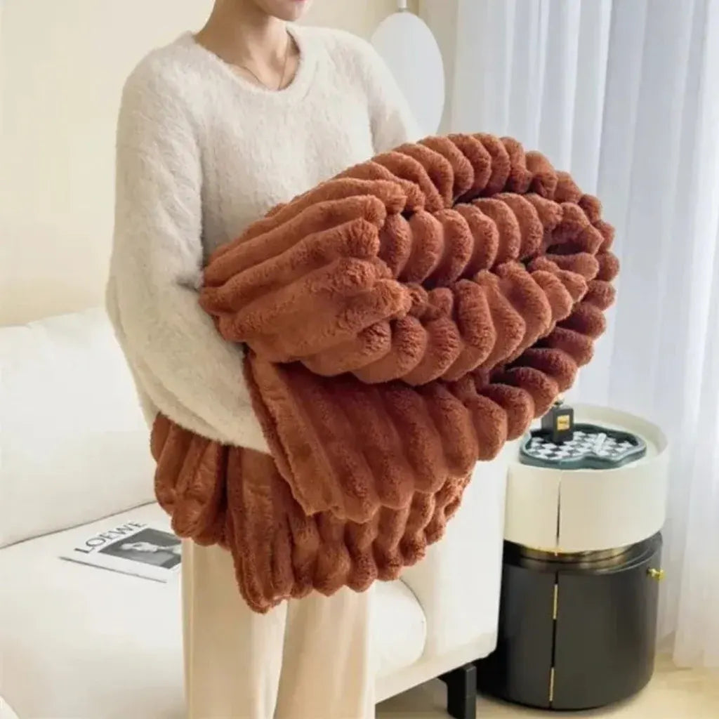 Oversized Cozy Plush Textured Soft Throw Blanket