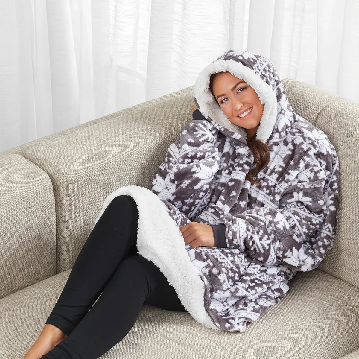 Oversized Wearable Blanket Hoodie for Women - Cozy Loungewear