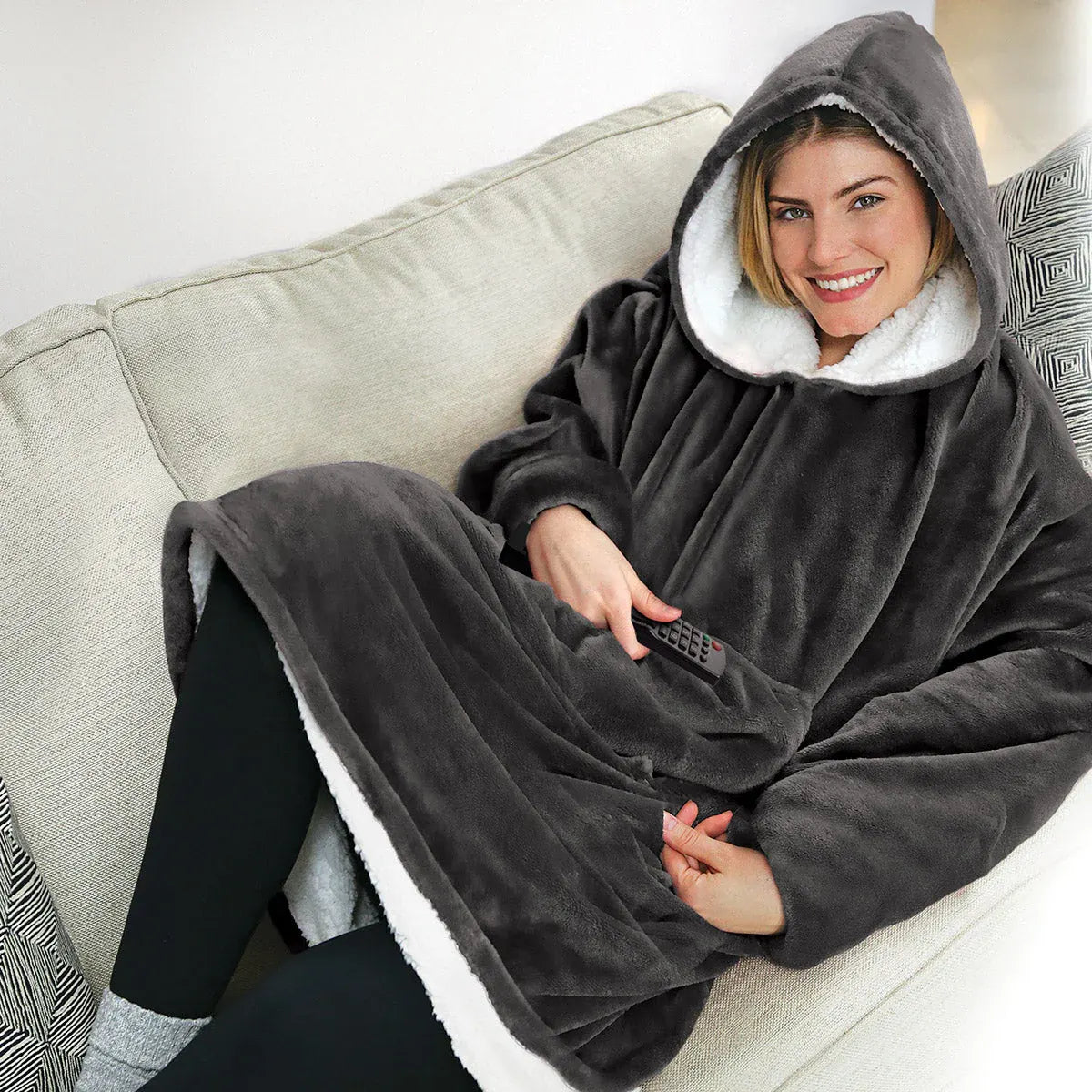 Oversized Wearable Blanket Hoodie for Women - Cozy Loungewear