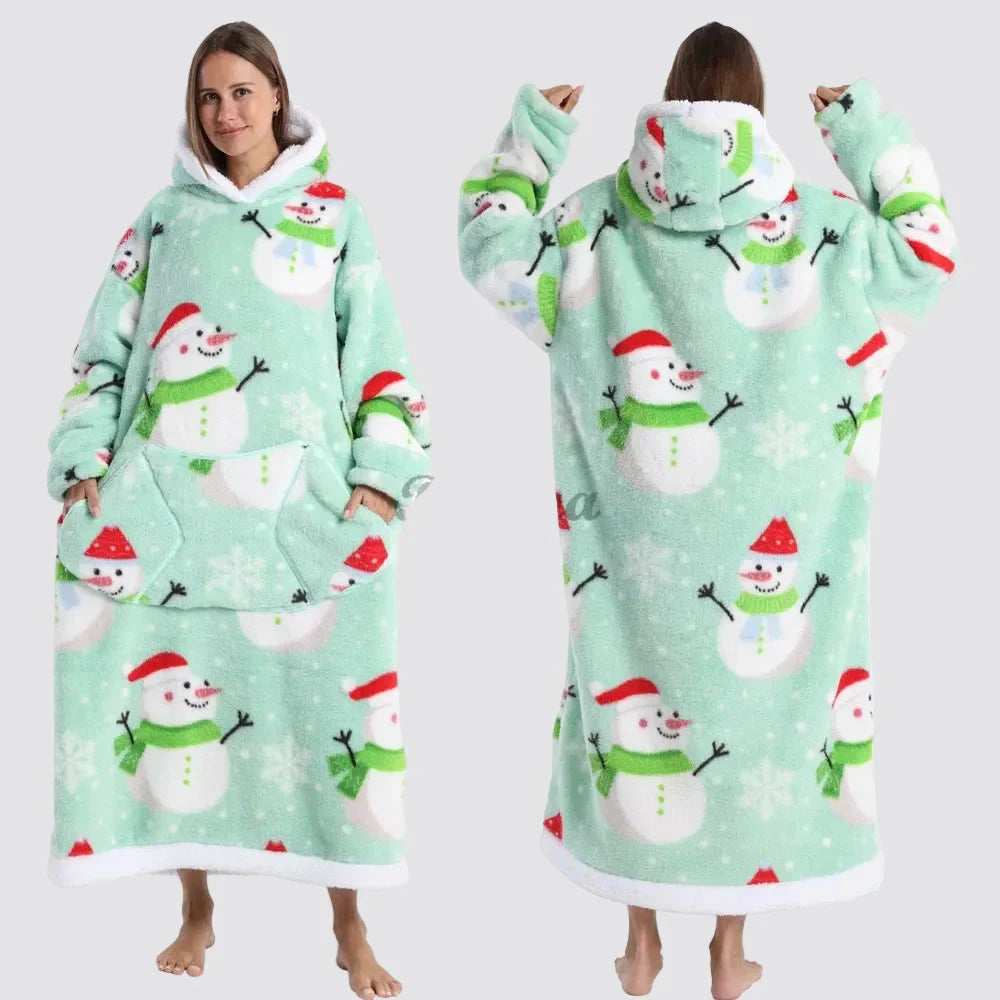 Oversized Wearable Hooded Sherpa Blanket for Adults