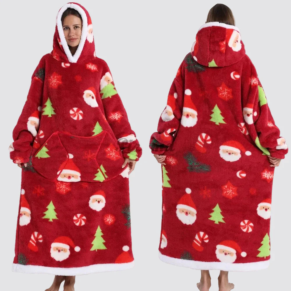 Oversized Wearable Hooded Sherpa Blanket for Adults