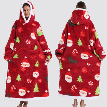 Oversized Wearable Hooded Sherpa Blanket for Adults