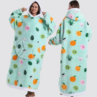 Oversized Wearable Hooded Sherpa Blanket for Adults