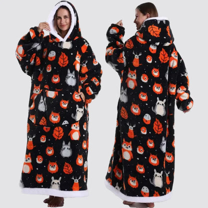 Oversized Wearable Hooded Sherpa Blanket for Adults