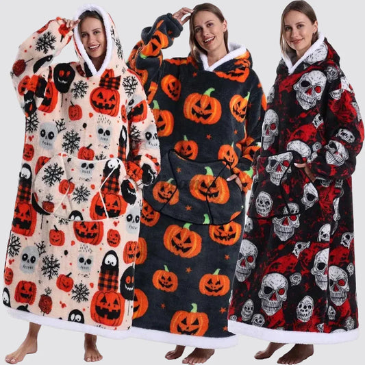 Oversized Wearable Hooded Sherpa Blanket for Adults