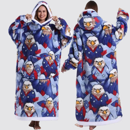 Oversized Wearable Hooded Sherpa Blanket for Adults