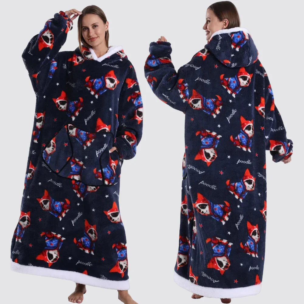 Oversized Wearable Hooded Sherpa Blanket for Adults
