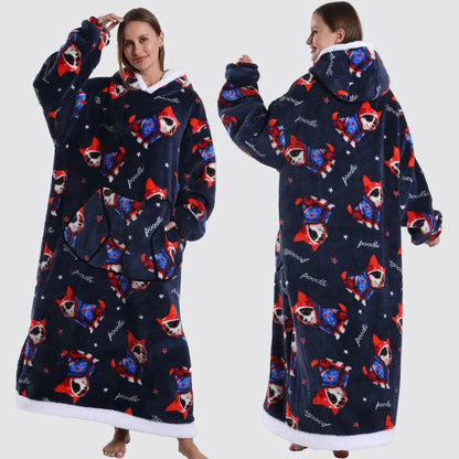 Oversized Wearable Hooded Sherpa Blanket for Adults