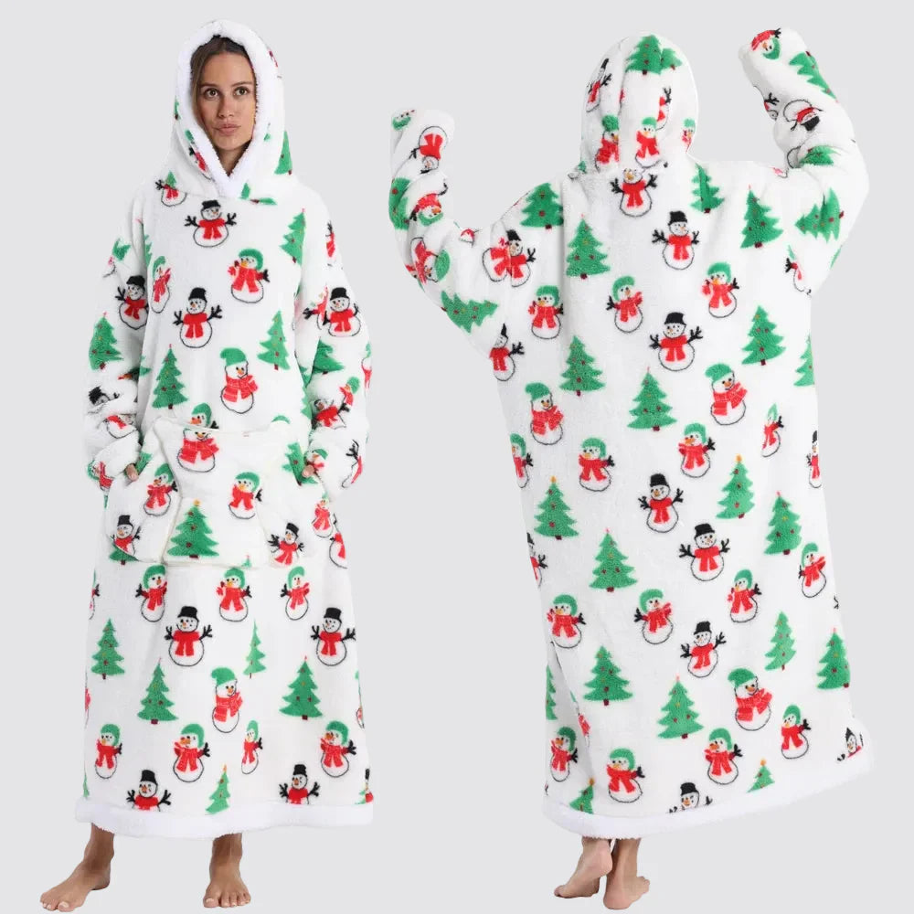 Oversized Wearable Hooded Sherpa Blanket for Adults