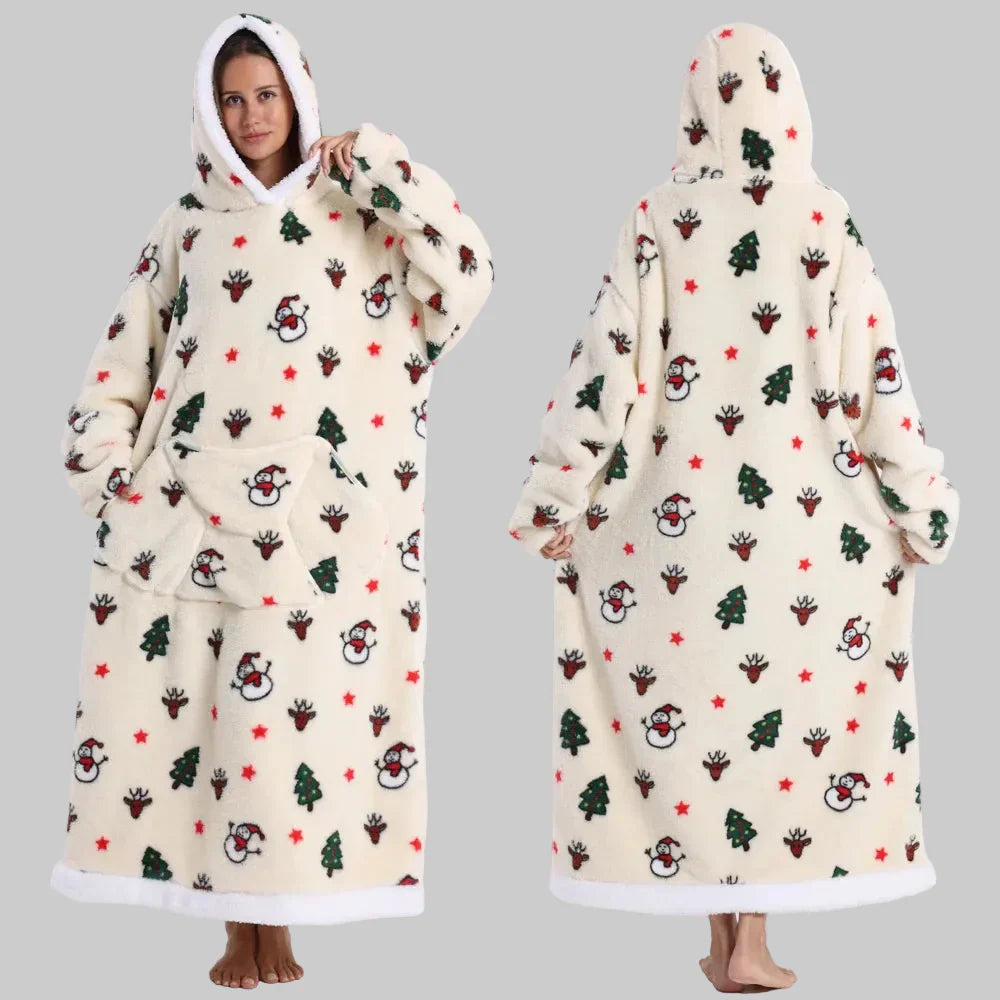 Oversized Wearable Hooded Sherpa Blanket for Adults