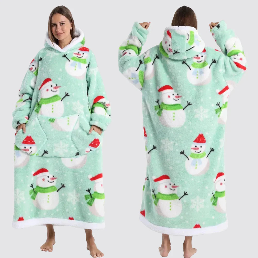 Oversized Wearable Hooded Sherpa Blanket for Adults