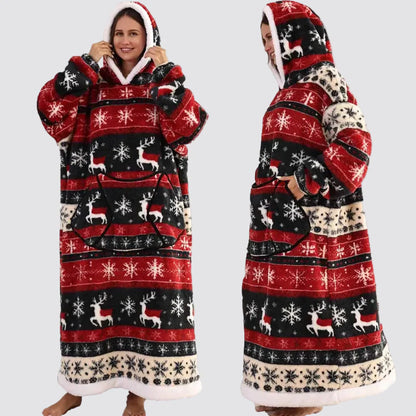 Oversized Wearable Hooded Sherpa Blanket for Adults