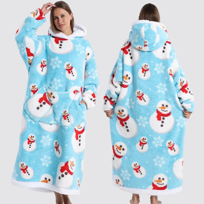Oversized Wearable Hooded Sherpa Blanket for Adults