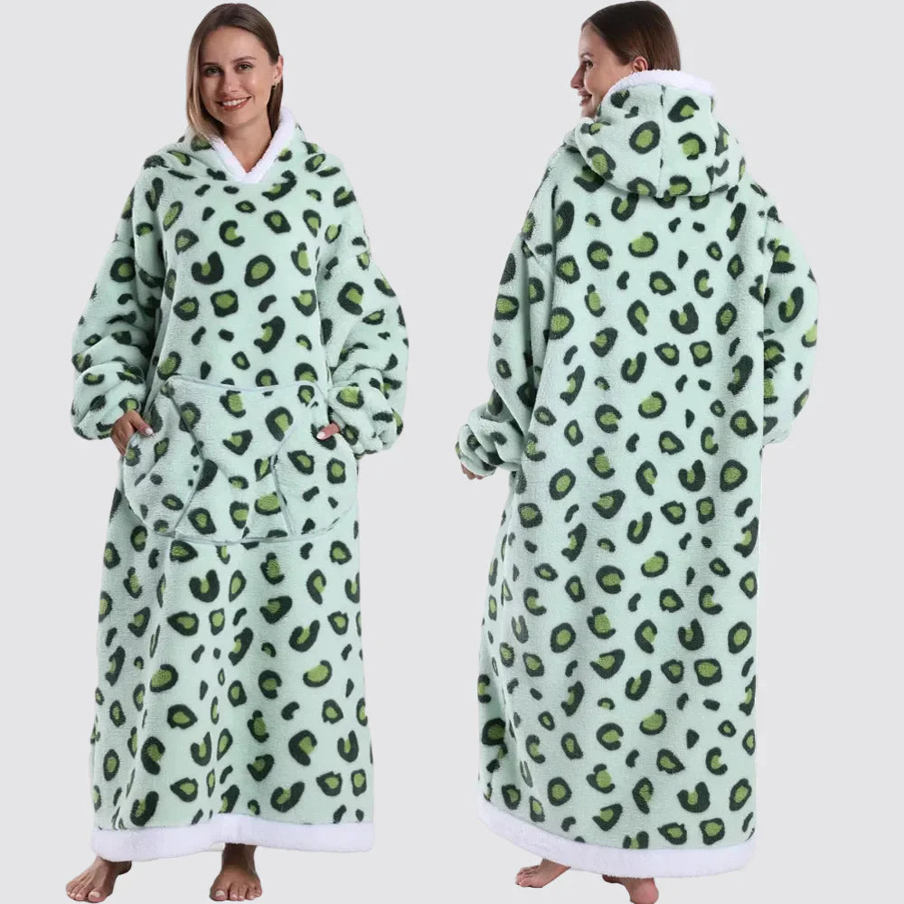 Oversized Wearable Hooded Sherpa Blanket for Adults