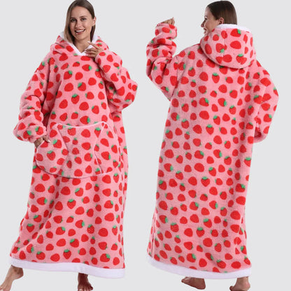 Oversized Wearable Hooded Sherpa Blanket for Adults