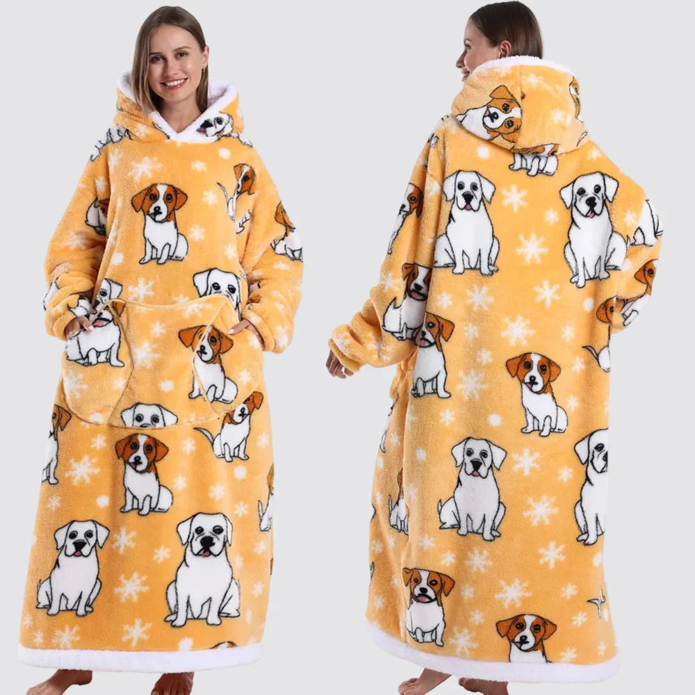 Oversized Wearable Hooded Sherpa Blanket for Adults