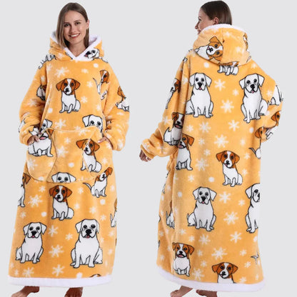 Oversized Wearable Hooded Sherpa Blanket for Adults