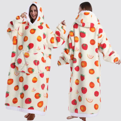 Oversized Wearable Hooded Sherpa Blanket for Adults