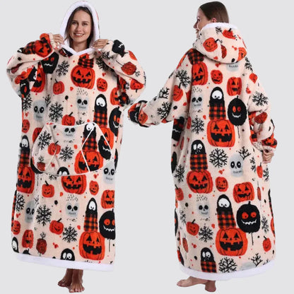 Oversized Wearable Hooded Sherpa Blanket for Adults