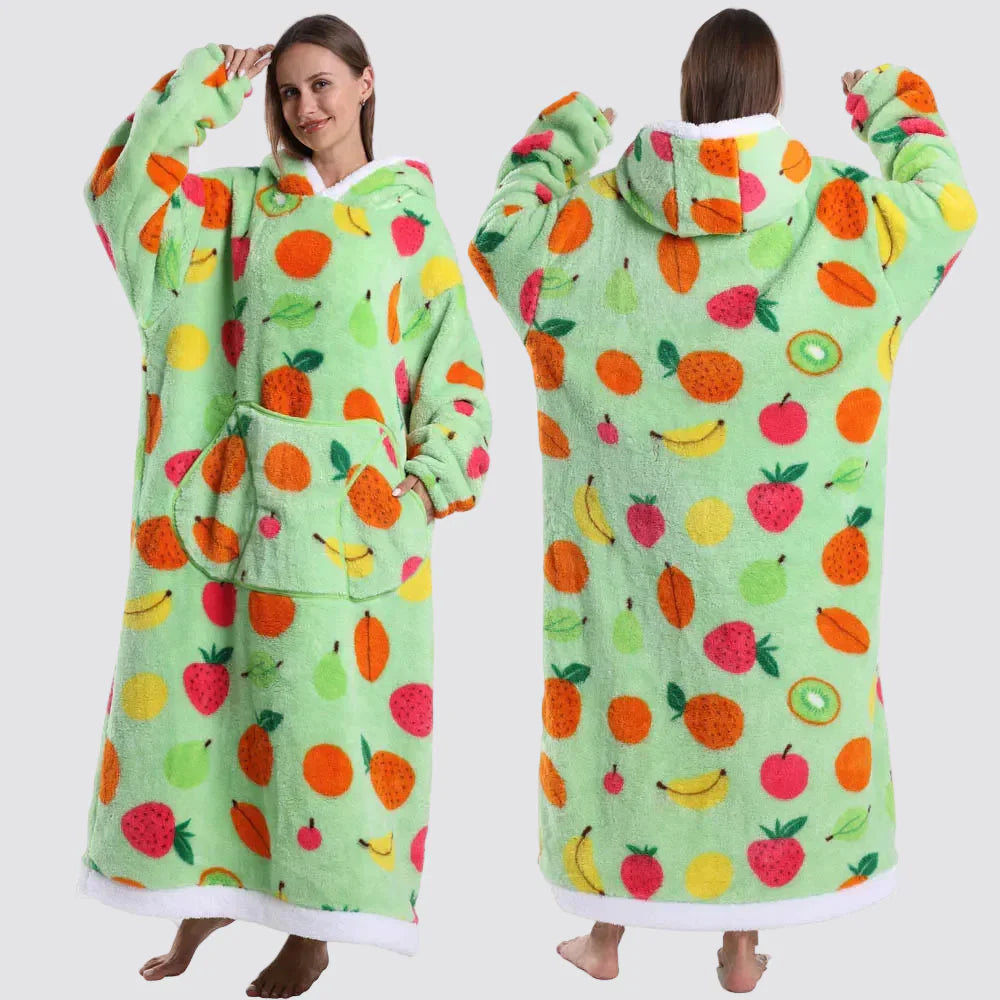 Oversized Wearable Hooded Sherpa Blanket for Adults