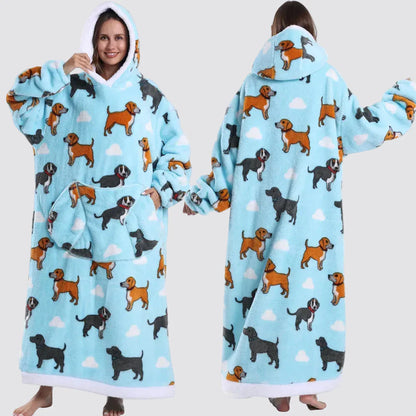 Oversized Wearable Hooded Sherpa Blanket for Adults