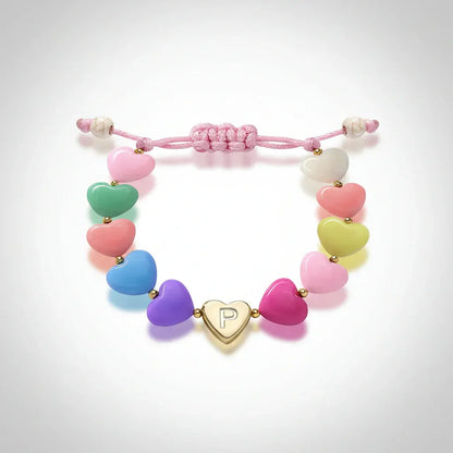Personalized Adjustable Beaded Heart Initial Bracelet for Mother's Day Gift