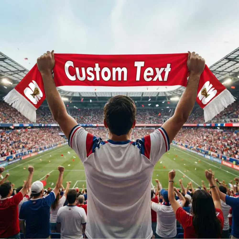 Personalized Mexico Flag Soccer Scarf with Custom Text Banner