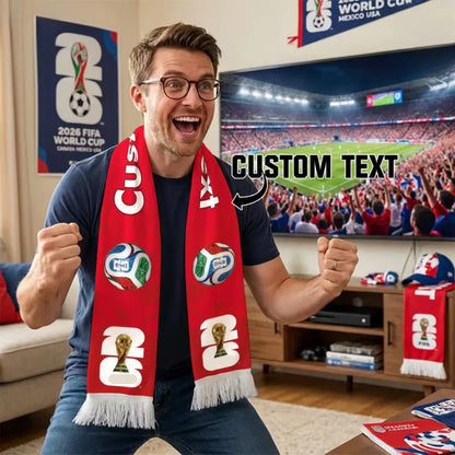 Personalized Mexico Flag Soccer Scarf with Custom Text Banner