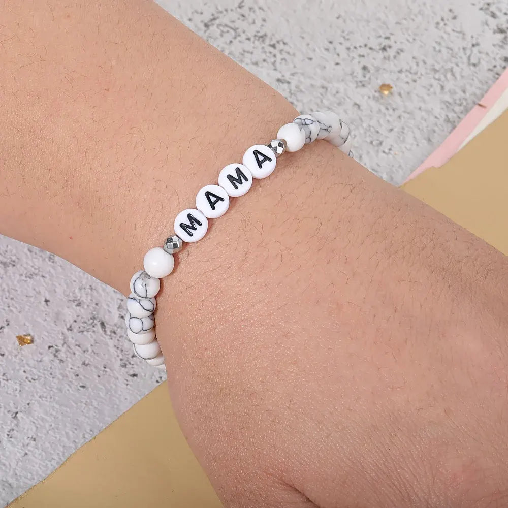 Personalized Name Letter Beaded Stretch Bracelet – Mother's Day Jewelry Gift