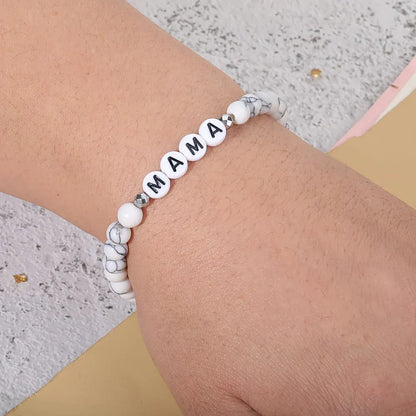 Personalized Name Letter Beaded Stretch Bracelet – Mother's Day Jewelry Gift
