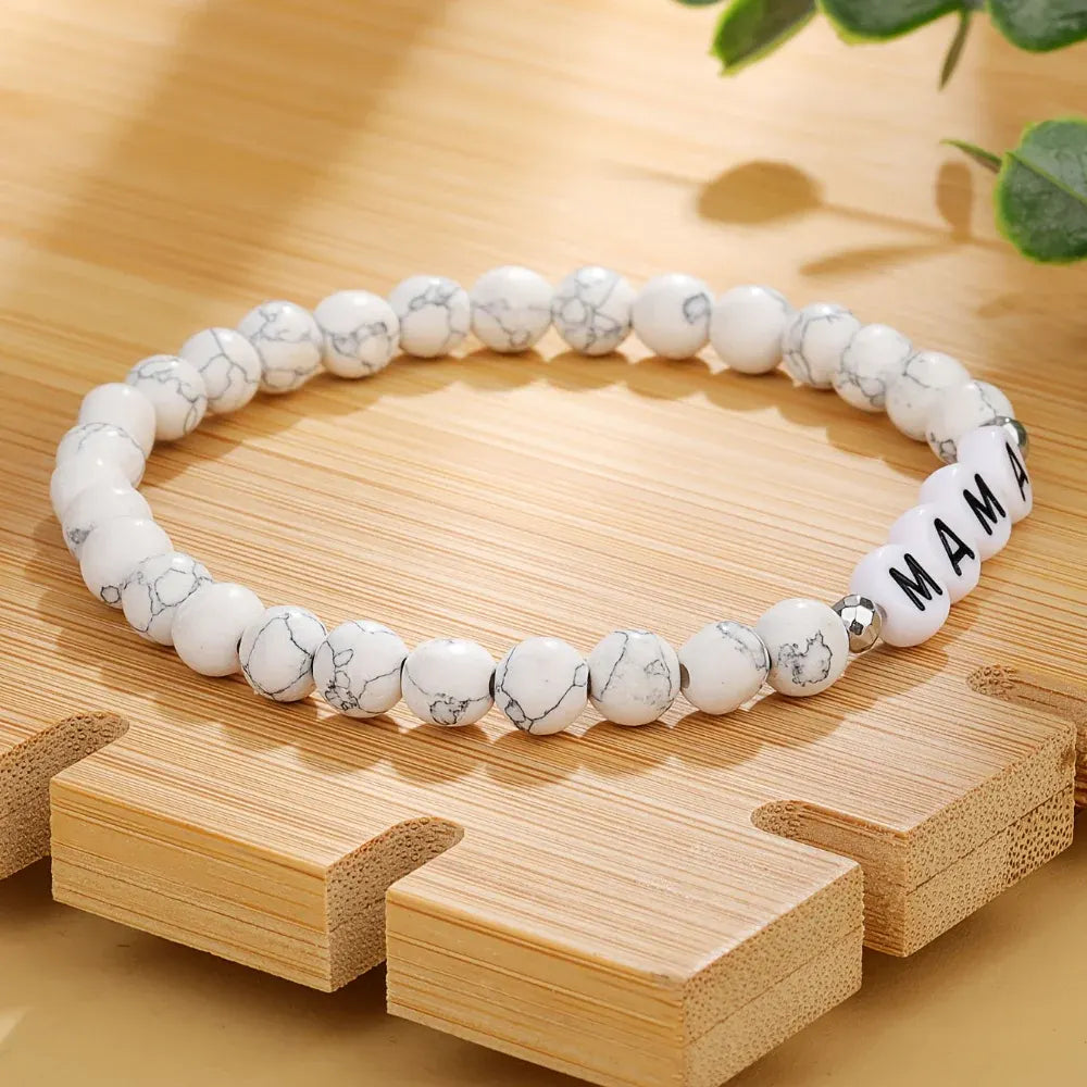 Personalized Name Letter Beaded Stretch Bracelet – Mother's Day Jewelry Gift