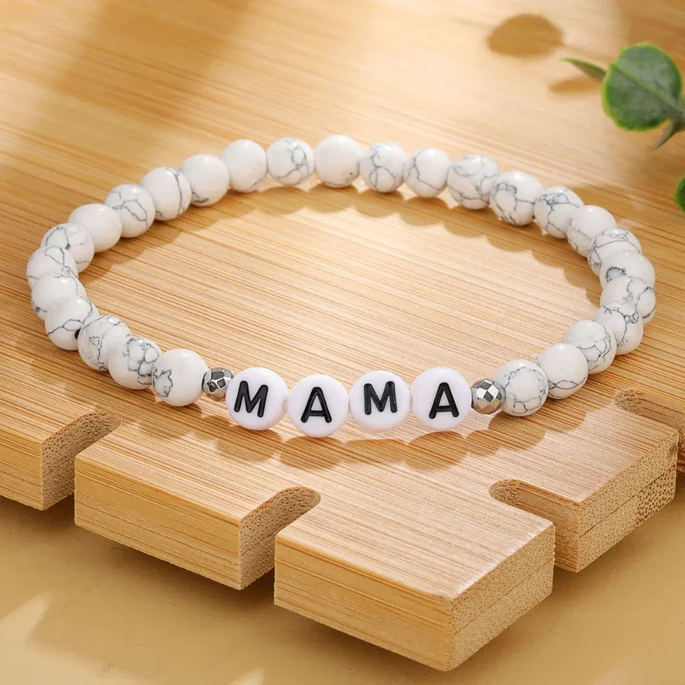 Personalized Name Letter Beaded Stretch Bracelet – Mother's Day Jewelry Gift