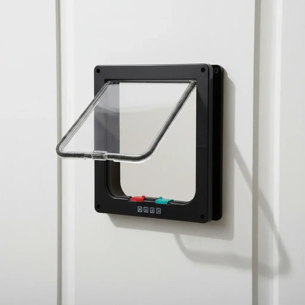 Pet Door with Four-Way Locking System for Dogs and Cats
