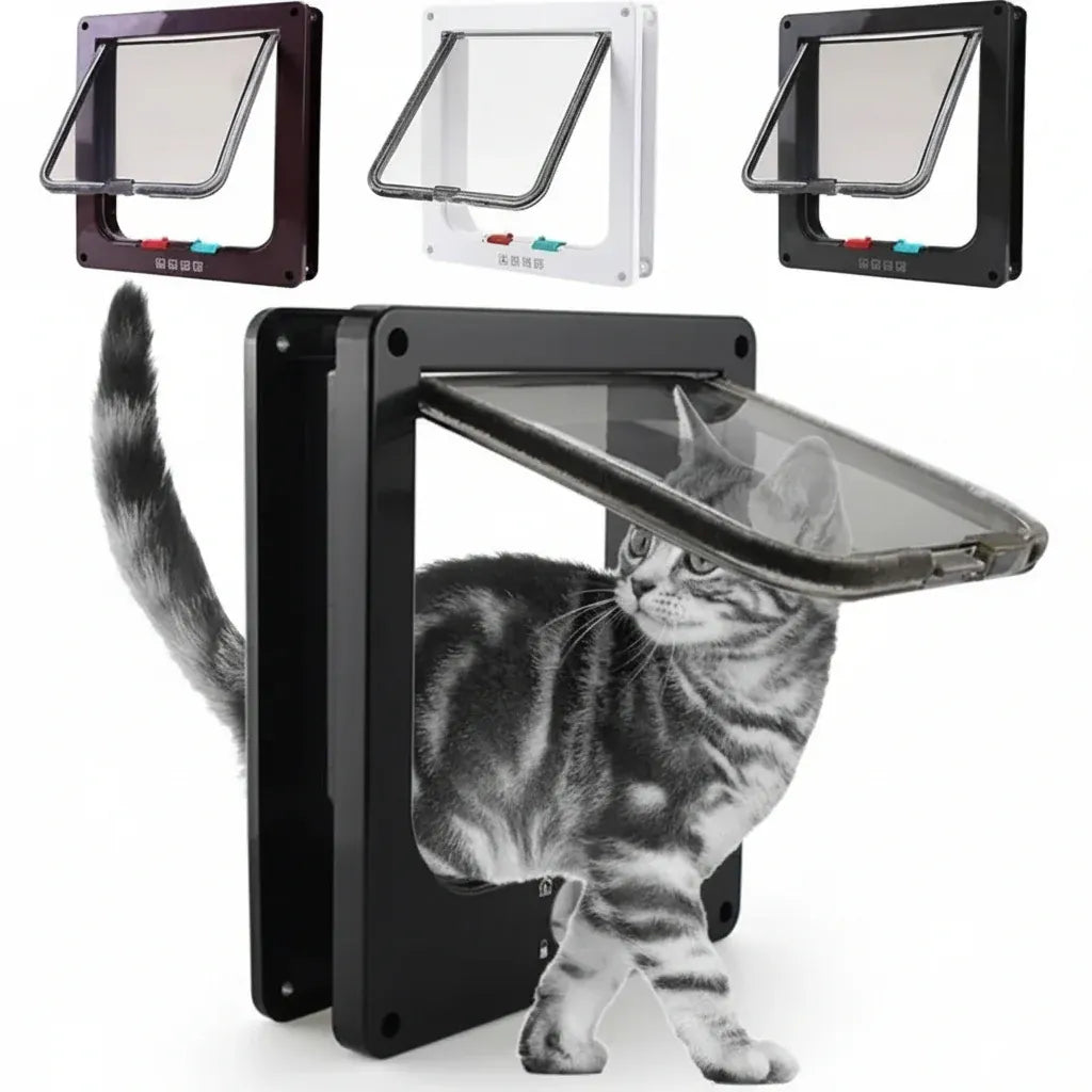 Pet Door with Four-Way Locking System for Dogs and Cats