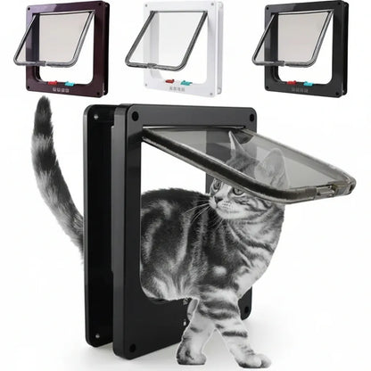 Pet Door with Four-Way Locking System for Dogs and Cats
