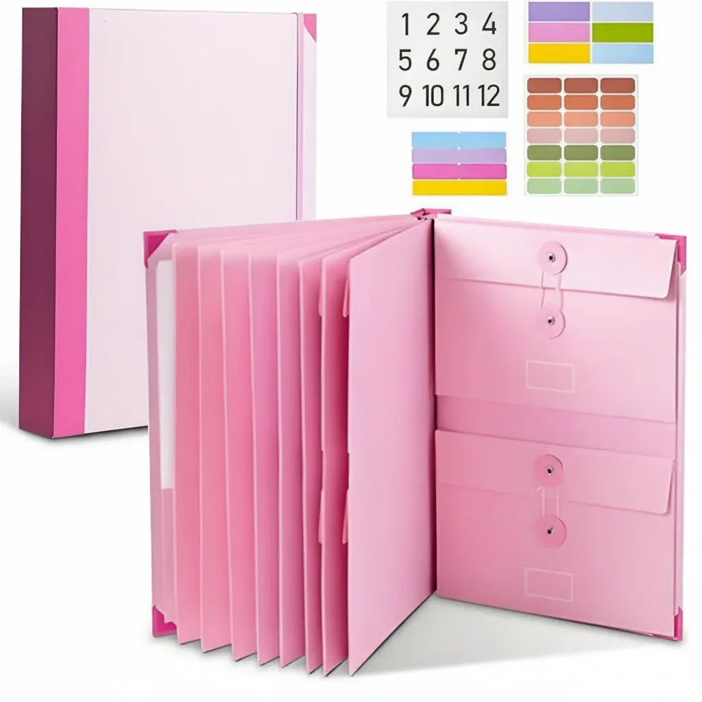 Pink Document Binder Kit for Home Record Storage