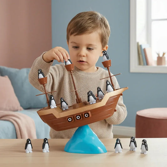 Pirate Ship Penguin Stacking Balance Board Game for Kids