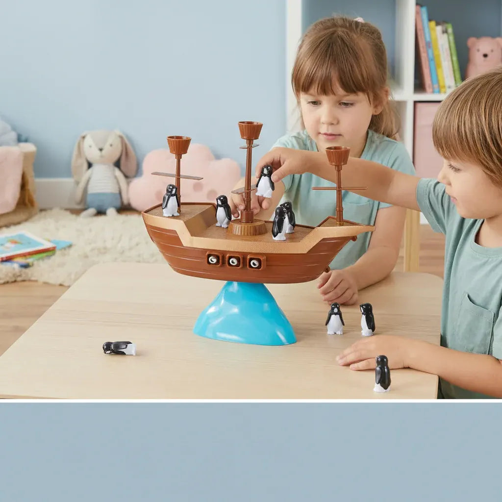 Pirate Ship Penguin Stacking Balance Board Game for Kids