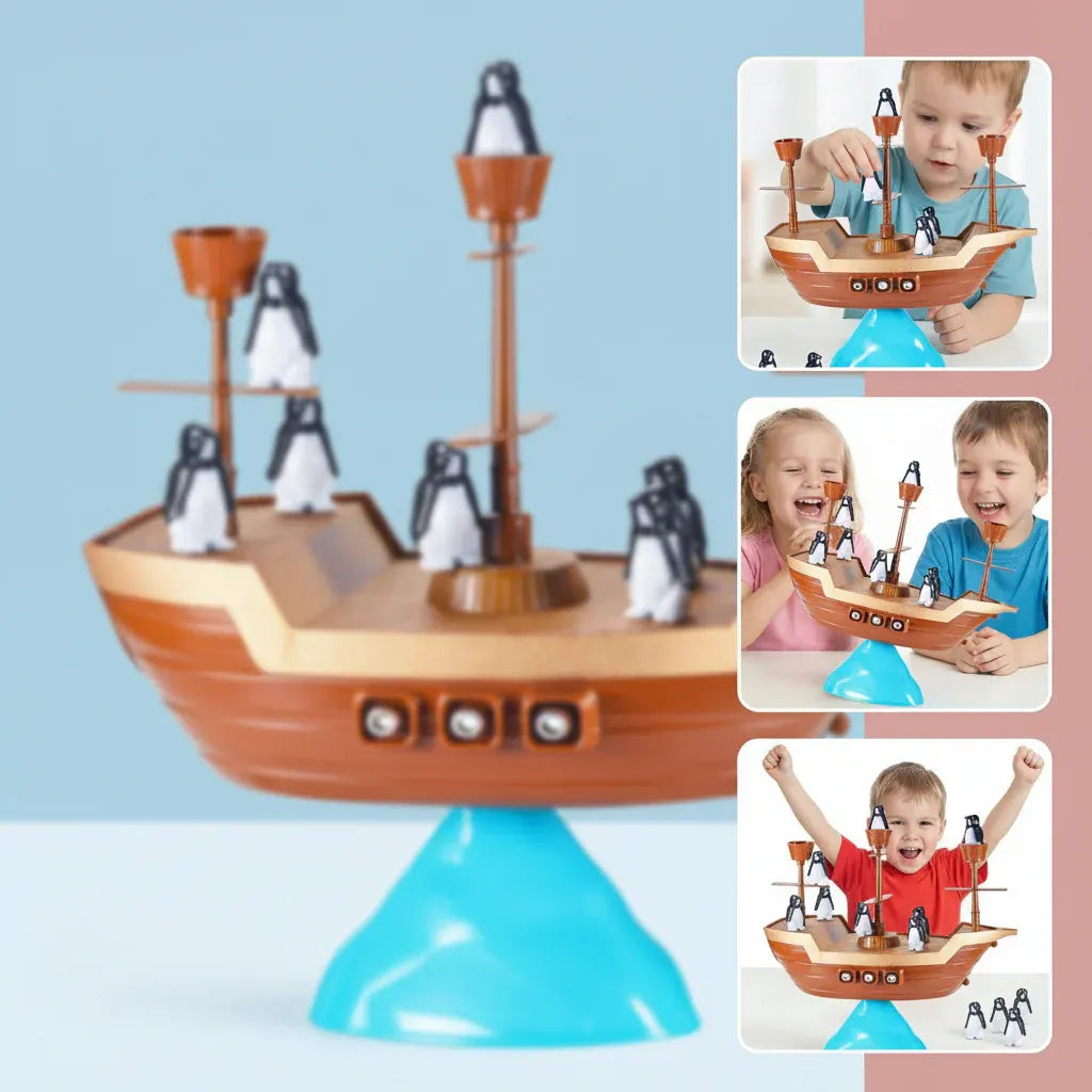 Pirate Ship Penguin Stacking Balance Board Game for Kids