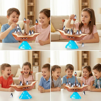Pirate Ship Penguin Stacking Balance Board Game for Kids