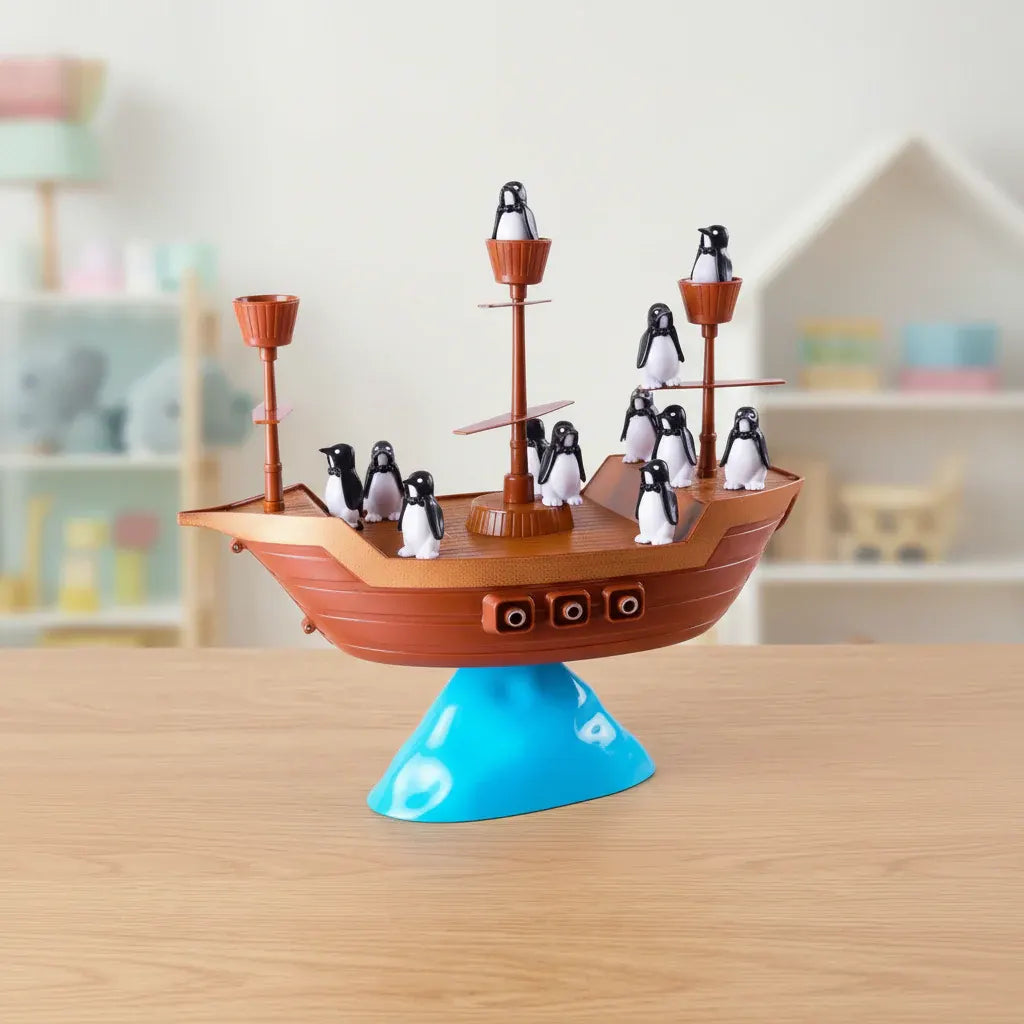Pirate Ship Penguin Stacking Balance Board Game for Kids