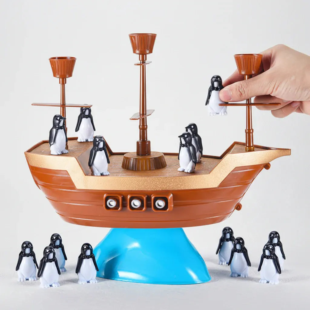 Pirate Ship Penguin Stacking Balance Board Game for Kids